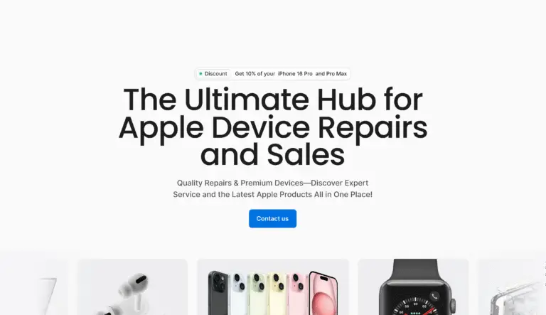 Hero section of the apple aid website.